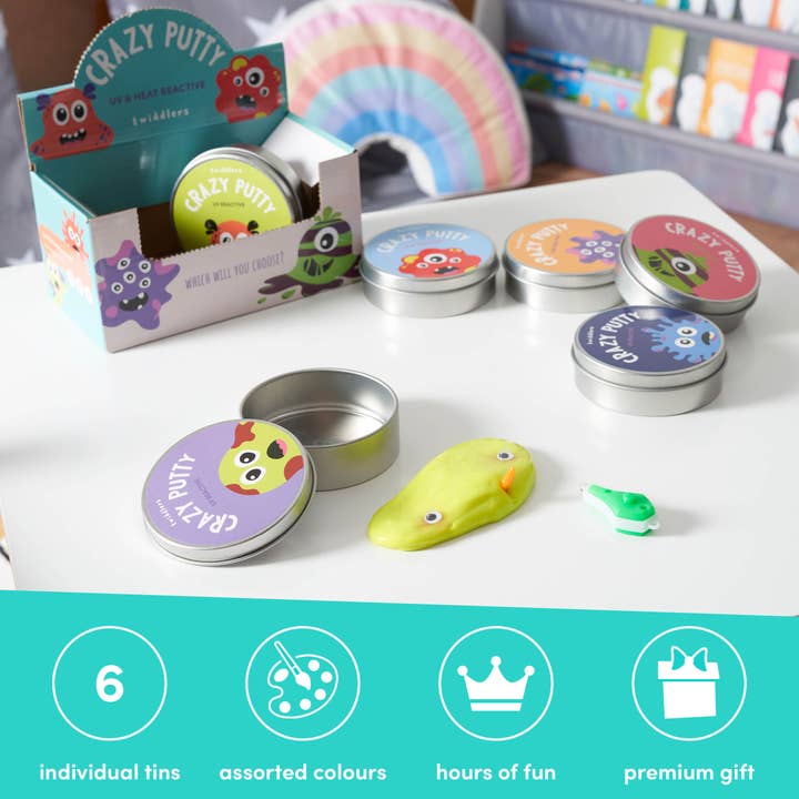 The Twiddlers - Wholesale Putty/Slime - Kids - 6 Colour Changing Putty, Heat Reactive Slime in Lid Pots5