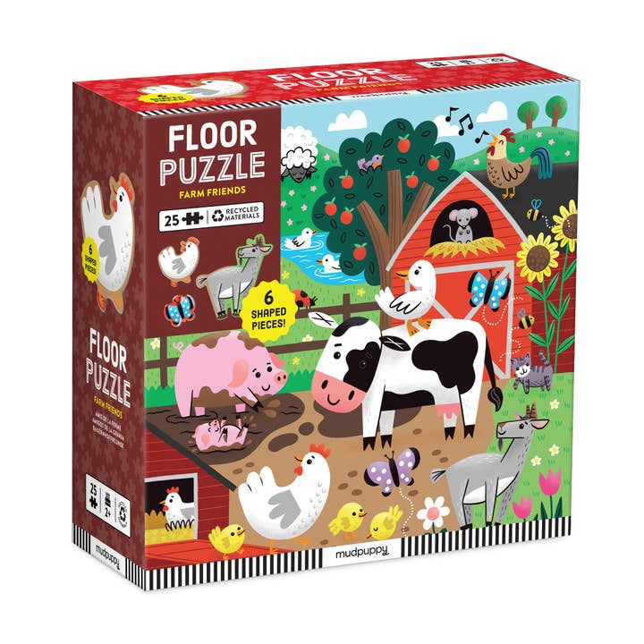Farm Friends 25 Piece Floor Puzzle with Shaped Pieces (Jigsaw Products) for wholesale by Abrams & Chronicle Books