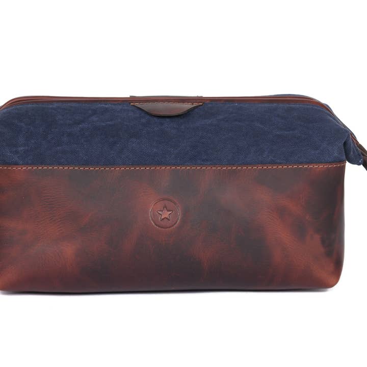 Saco de lavagem em lona de couro Rogue por atacado de AARON LEATHER GOODS