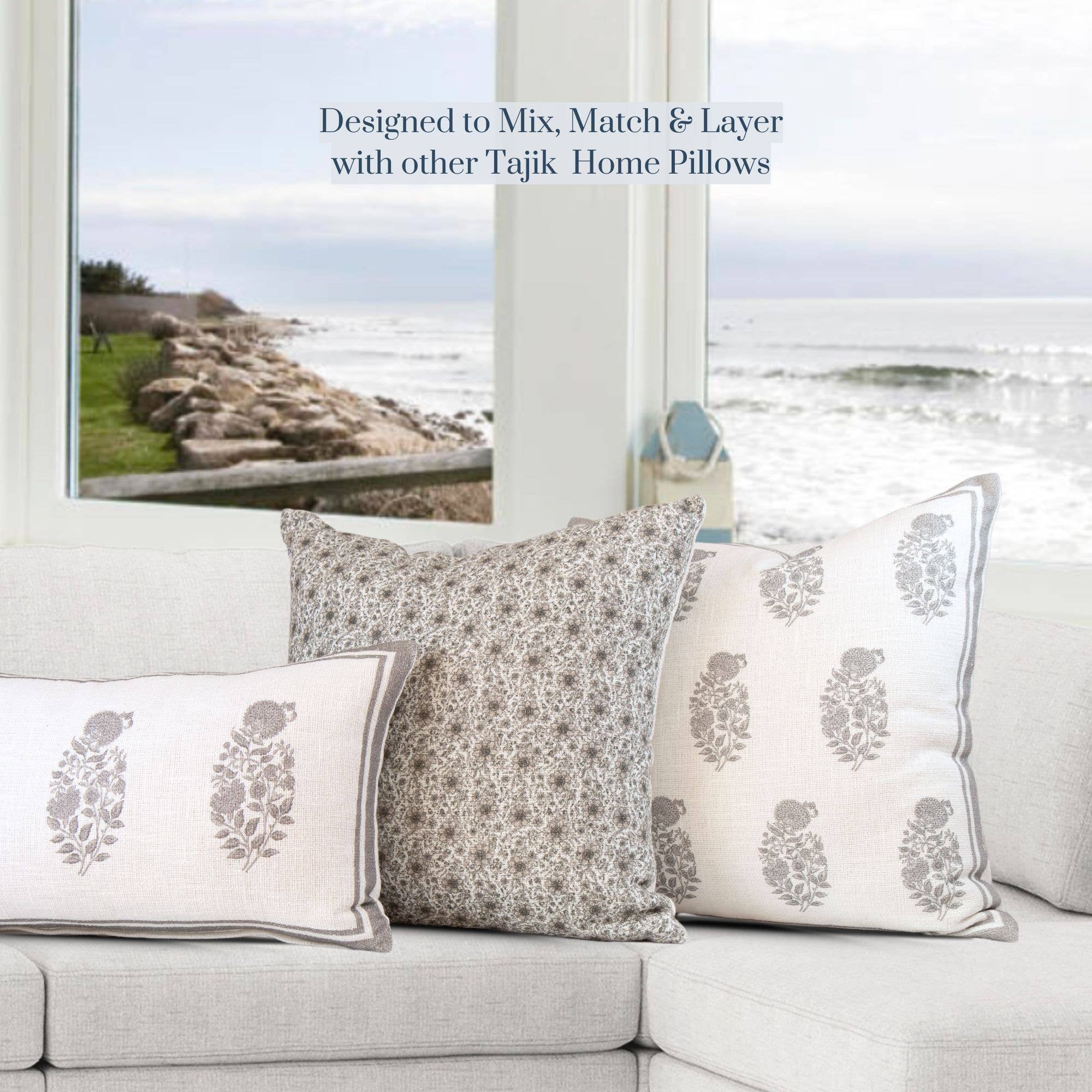 Tajik  Home  LLC – wholesale Prydnadskuddfodral – Penelope Vintage Petite Blommig Kuddfodral - Oyster5