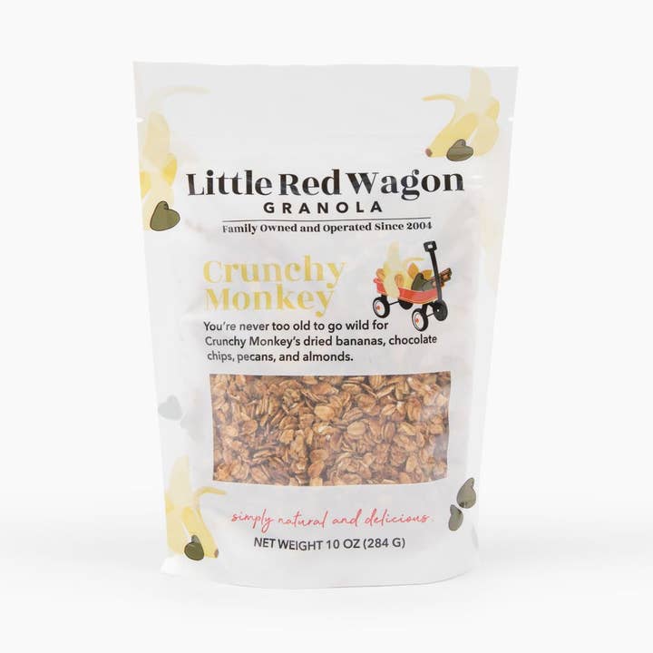 Crunchy Monkey - Little Red Wagon Granola (10oz bag) for wholesale by Little Red Wagon Granola