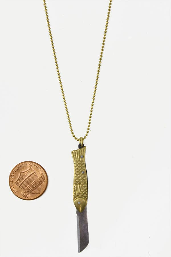 Brass Sand - Wholesale Pendant/Charm Necklace - Fish MiniKnife1