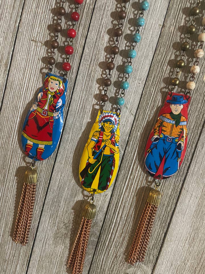 Retro western necklace-Western/whimsical/vintage for wholesale by Savannah Hoffman Designs Artisan Jewelry