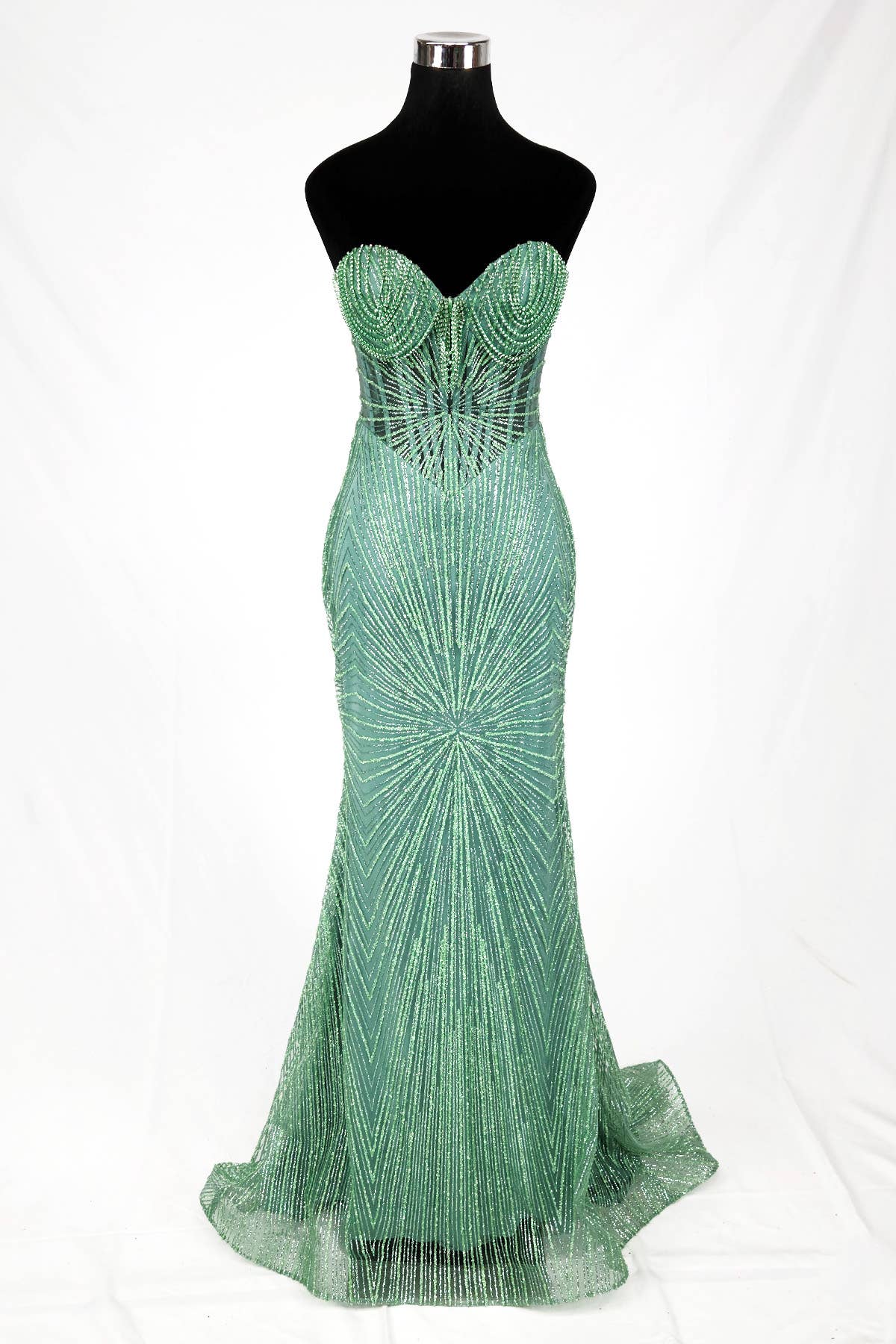 Chicas - Wholesale Gown - Women's - Long sparkling mermaid dress with hanging jewels CF00163