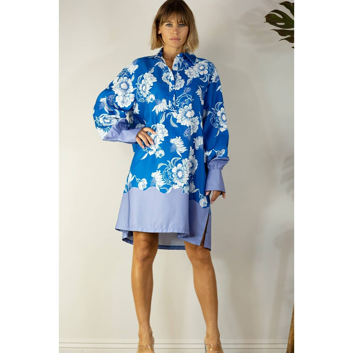 BLU ABITO CHEMISIER STAMPA BOARDER in vendita all'ingrosso su Faire7