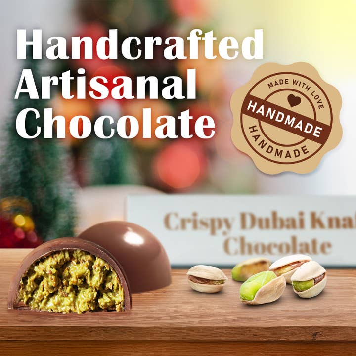 Ceres Gourmet - Wholesale Chocolate Box - Dubai Pistachio Kunafa Chocolate Balls 5.6 Oz - Gourmet Chocolate with Knafeh Filling-Pistachio & Kadayif, 4-Piece Gift Box - Luxury Chocolate Gift, Exotic Delight with a Crunchy Pistachio Twist