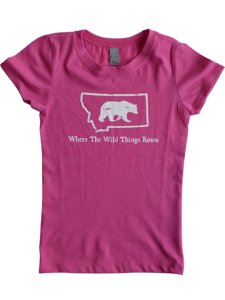 Flickor rosa med vit vilda björn skjorta för wholesale av Montana Tees