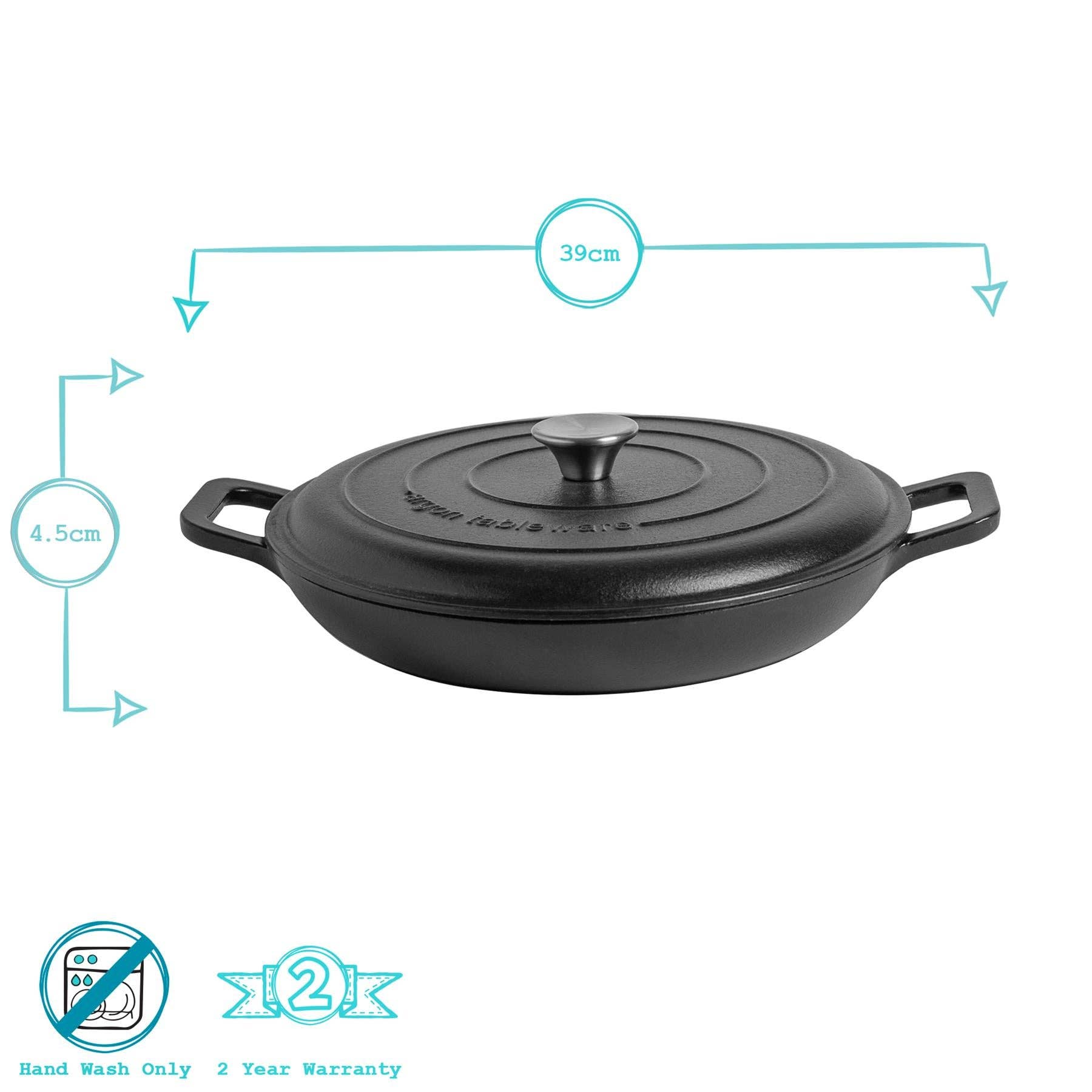 Rinkit Ltd - Wholesale Cooking Pot - Argon Tableware Cast Iron Casserole Dish - 2.9L - Black4