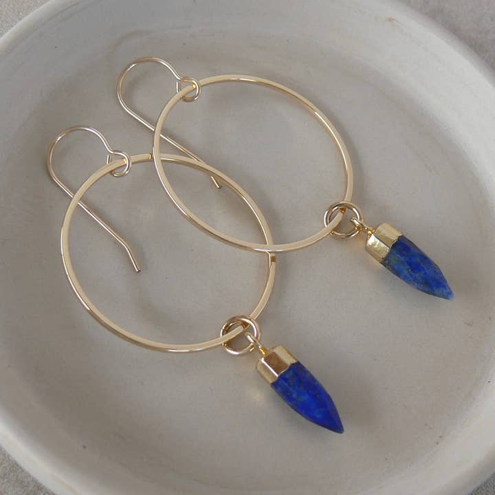 On Point Earrings - Lapis for wholesale by Rope and Leather