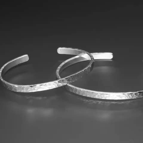 Thin Hammered Cuff Small for wholesale by little cat metals