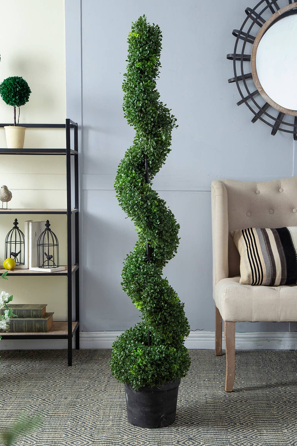 A&B Home Group Inc. - Vente Plantes artificielles - Topiaire en spirale artificielle en buis de 10,5x10,50x60" 5 pieds de haut0