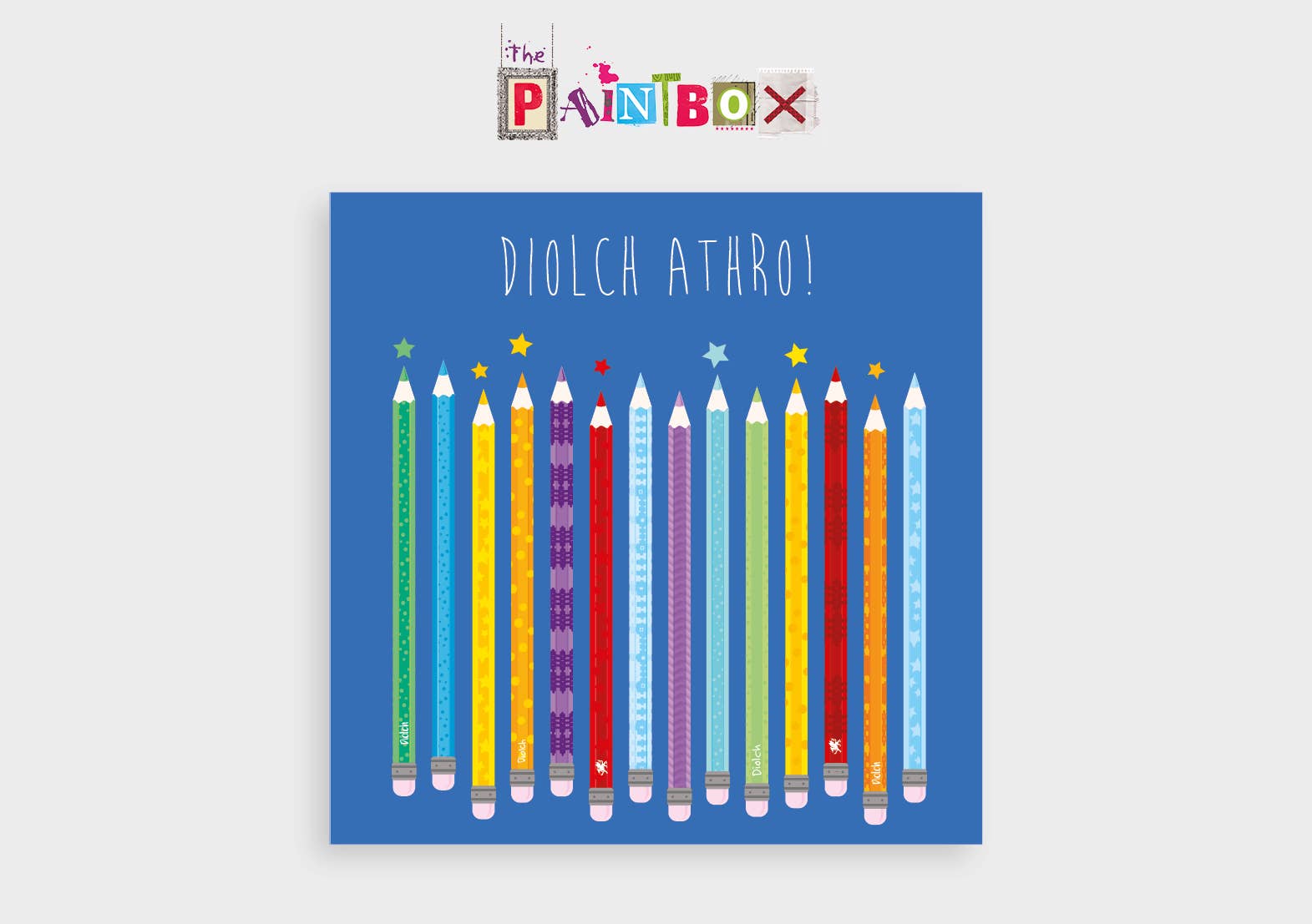 The Paintbox - Vendita all'ingrosso Biglietti di auguri di Natale - Diolch Athro! Grazie Insegnante, Matite Gallesi x6 Carte1