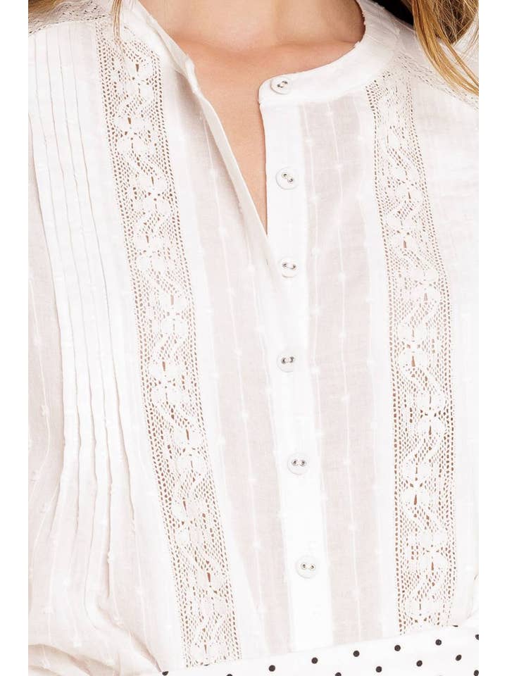 White A solid textured woven top - IT13513 for wholesale on Faire