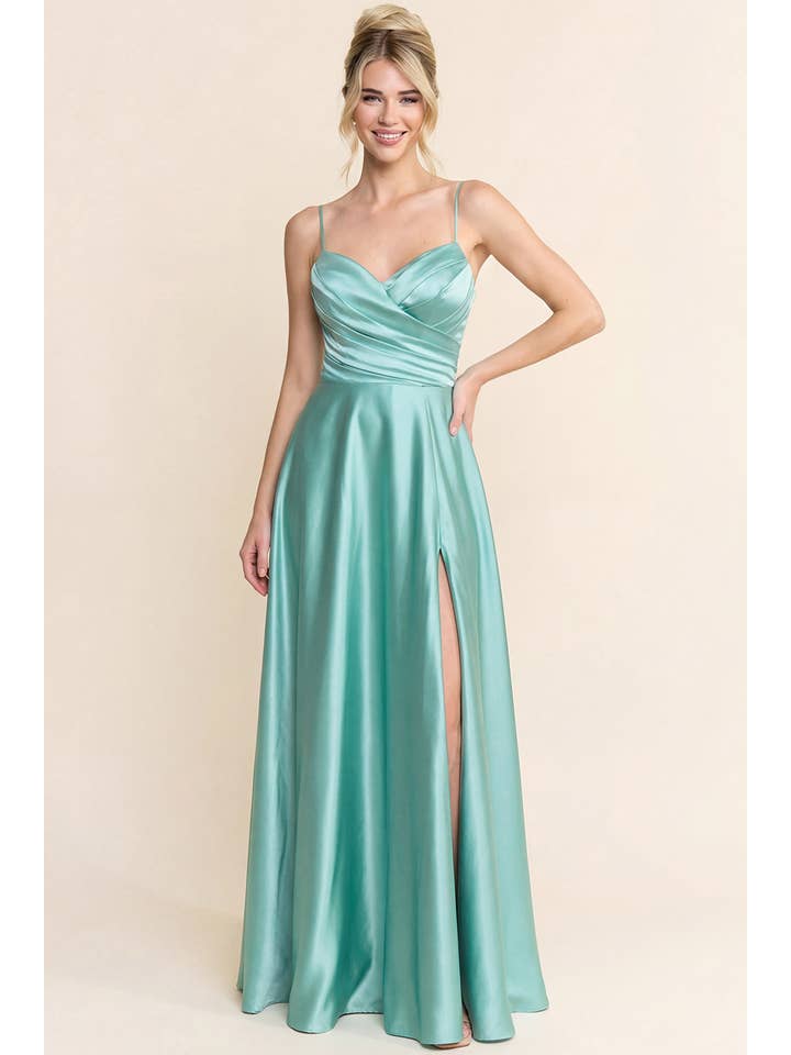 Maniju - Wholesale Gown - Women's - SWEETHEART NECKLINE SATIN MAXI DRESS4