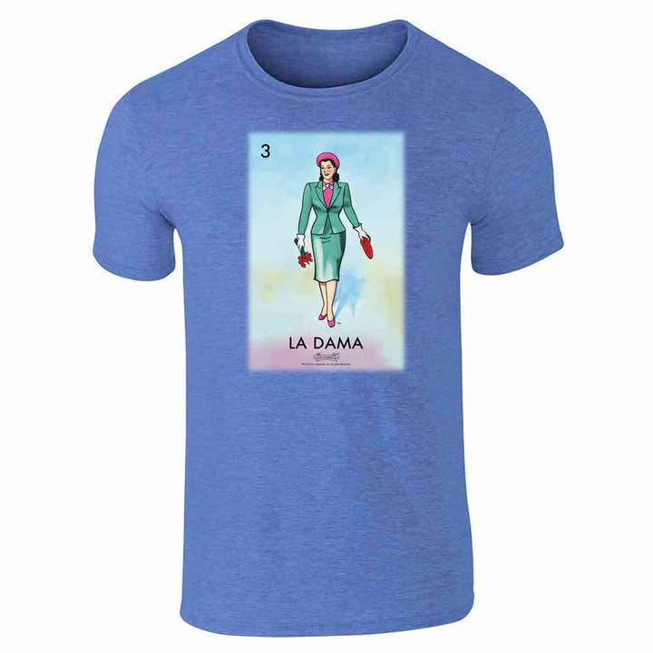 Pop Threads - Venta al por mayor Camiseta serigrafiada - Unisex - Tarjeta de bingo mexicano unisex La Dama para mujer Lady Loteria7