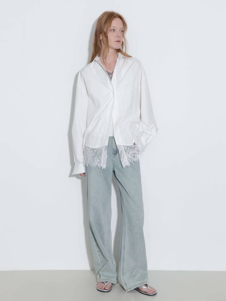 CUBIC – wholesale Buttoned-down shirt – Women's – Lace Panel Shirt18