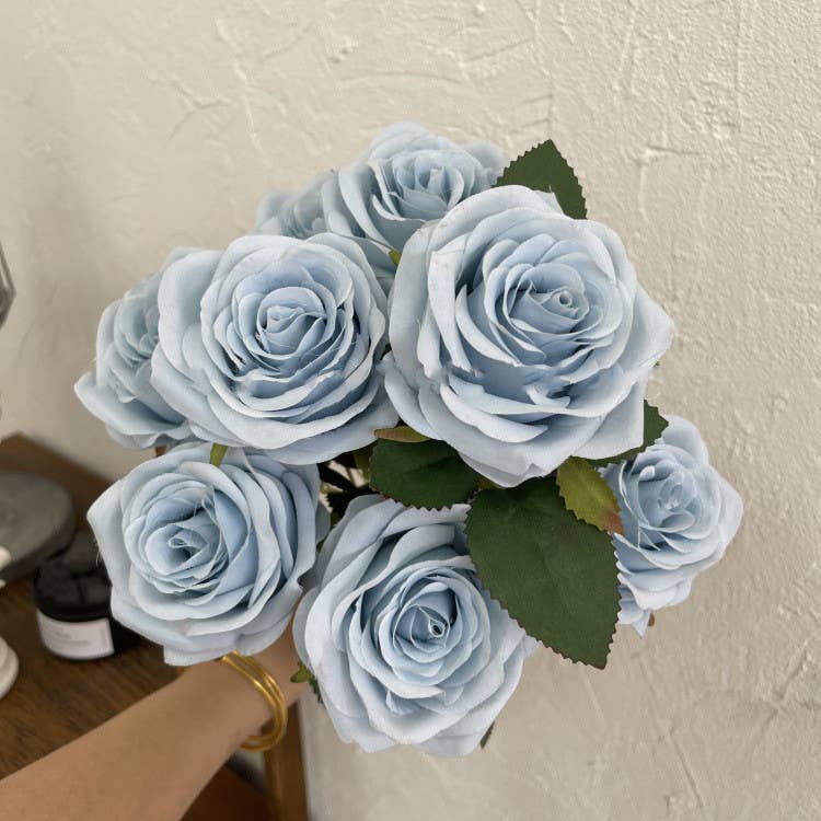 Sweet Home Deco – wholesale Konstgjorda blommor – 16"T sidenrosblommbunke, 9 huvuden, flerfärgade11