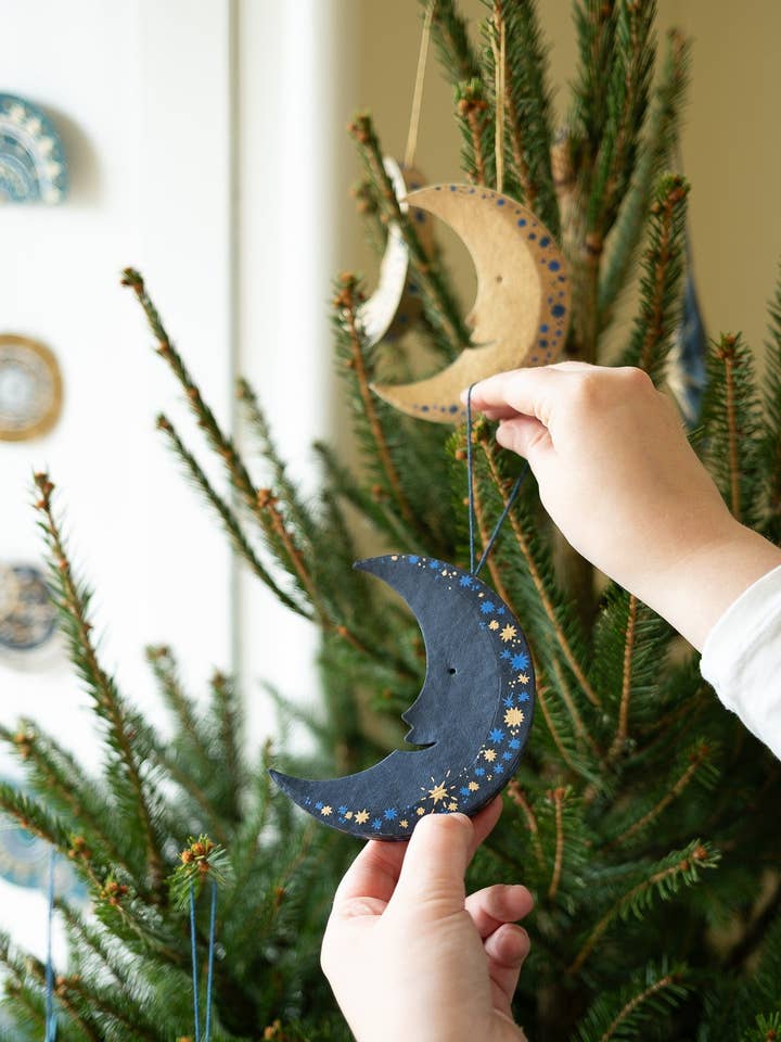 Midnight Man on the Moon Screen-Printed Board Decoration for wholesale by East End Press