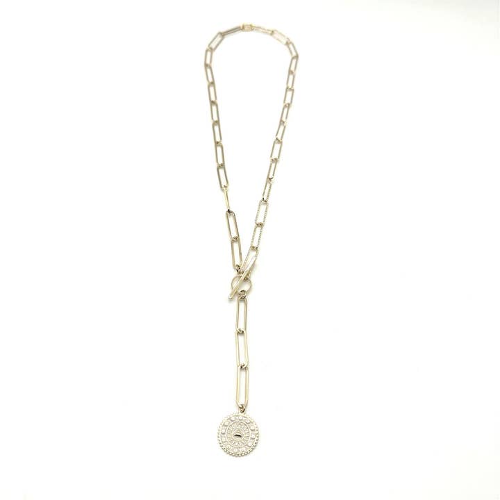 Whitney Paperclip Drop Coin Necklace for wholesale by Audax