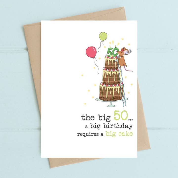 50º Compleanno - Grande Compleanno - Biglietto di Auguri per la vendita all'ingrosso da parte di Dandelion Stationery