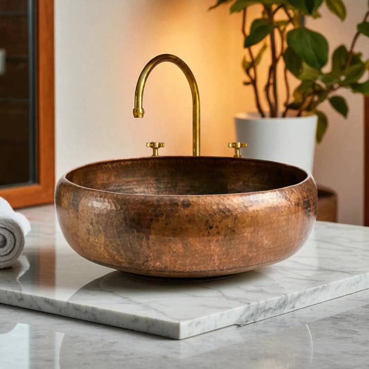 Oxidized Copper Vessel Sink for wholesale by AtlasPerles