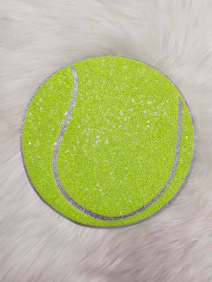 Large Sequin Tennis Ball Iron On Patch for wholesale by Scratch Decor