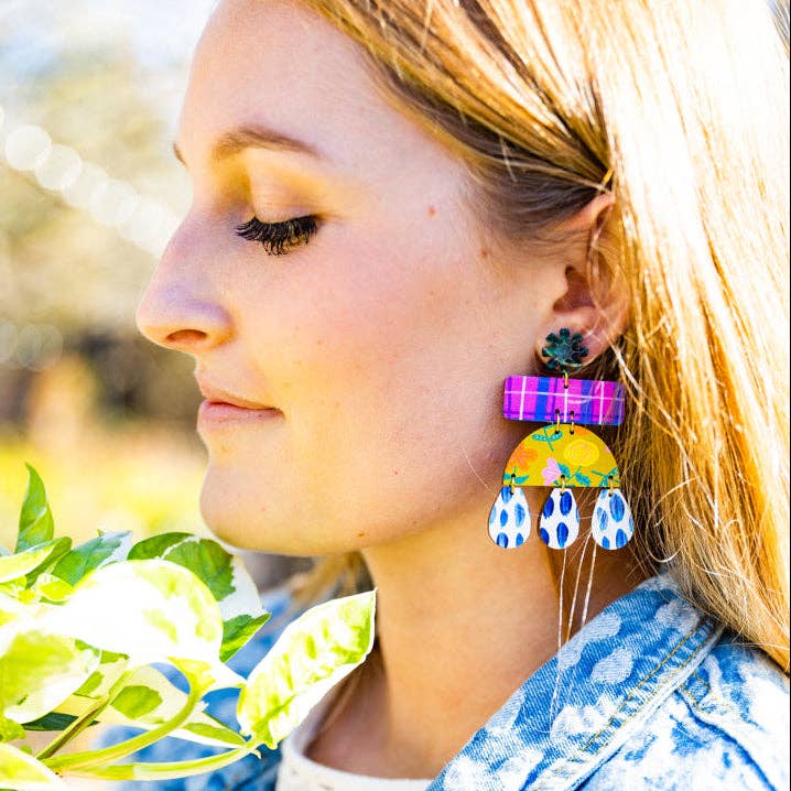 Shelly - Fuchsia Blue Plaid Tulip Chartreuse Navy Dash for wholesale by Audra Style