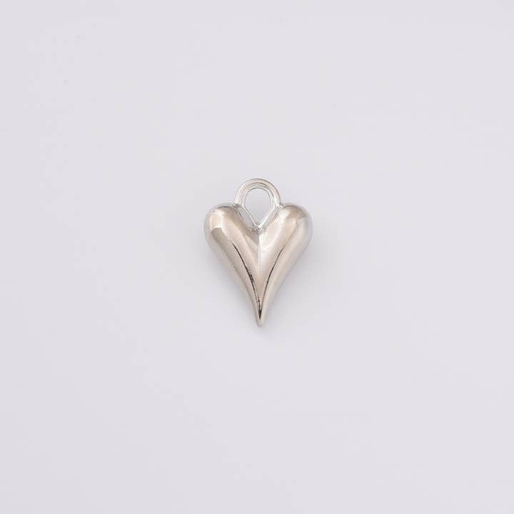 Beads Creation - Wholesale Individual Charm/Pendant - Puffy Heart Charms in Gold Filled and Shiny Silver, CP20261