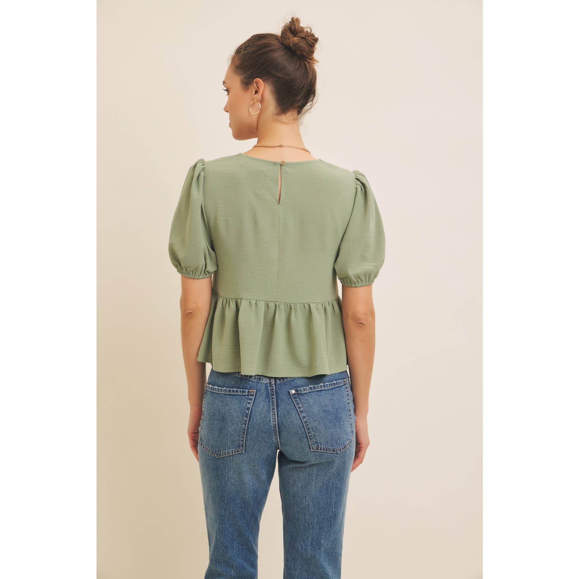 in february - Vente Chemisier – femme - BLOUSE BABYDOLL CHARMANTE AVEC NŒUDS CONTRASTÉS24