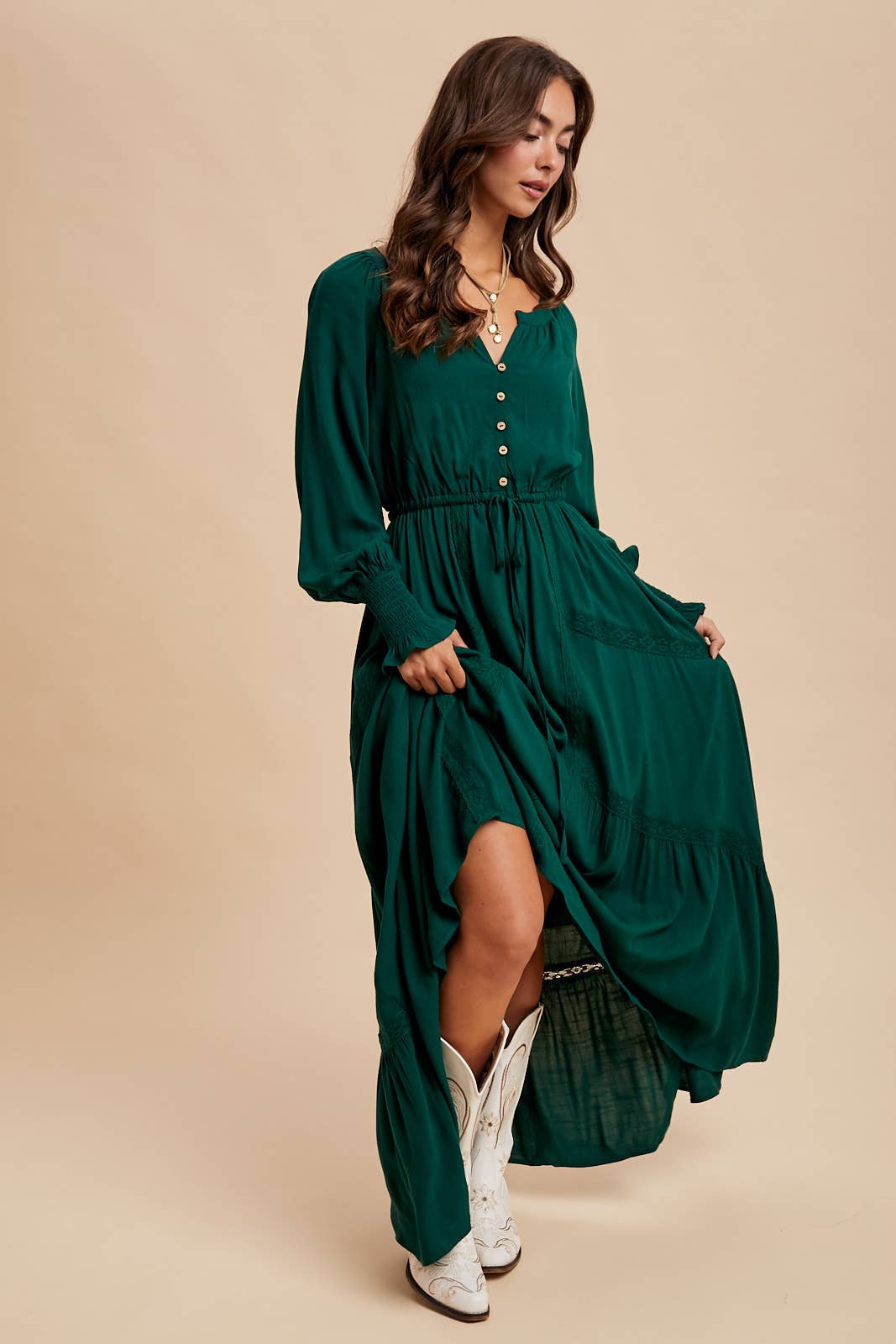 In Loom – Vestido - Mulher por atacado – VESTIDO MAXI COM INSERÇÃO DE RENDA3