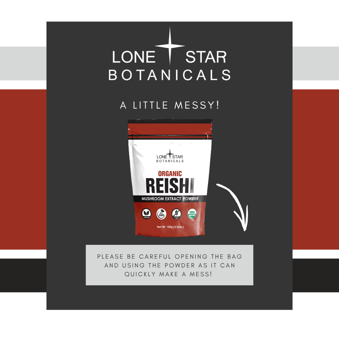 Lone Star Botanicals - Wholesale Protein/Superfood Powder - Organic Reishi Mushroom Extract Powder -- 3.52 oz5