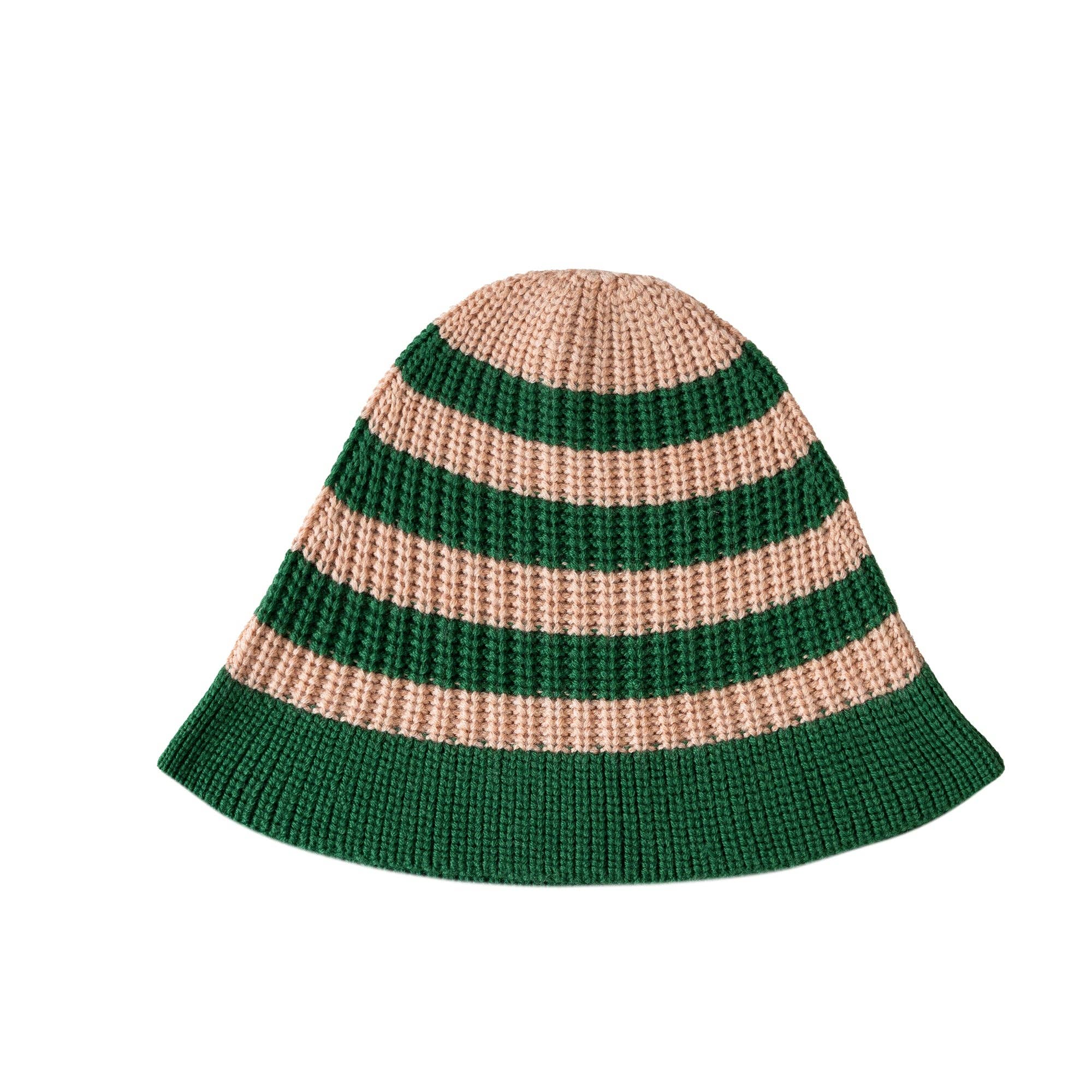 Knit Planet – wholesale Beanie – Women's – Stripe Hat Green/Pastel Orange0