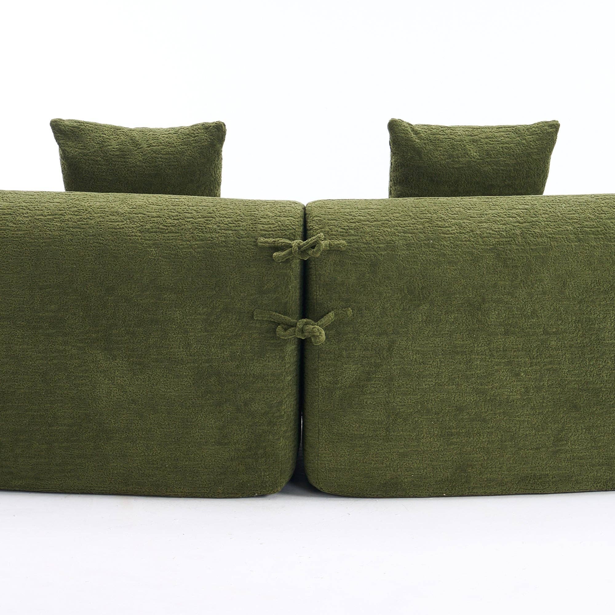 39F Inc. - Wholesale Sofa - LY-025 110'' Forest Green Chenille Curved Modular Sofa9
