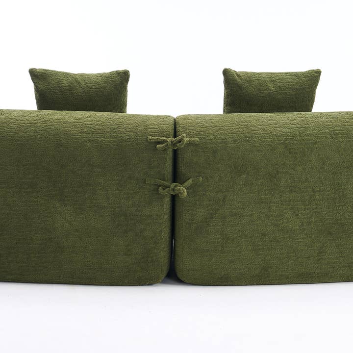 39F Inc. - Wholesale Sofa - LY-025 110'' Forest Green Chenille Curved Modular Sofa9