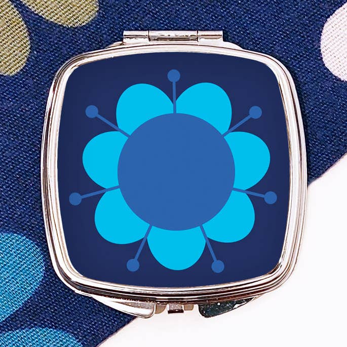 Retro Flower Compact Mirror - 60s Blue Daisy for wholesale by InkaBilly