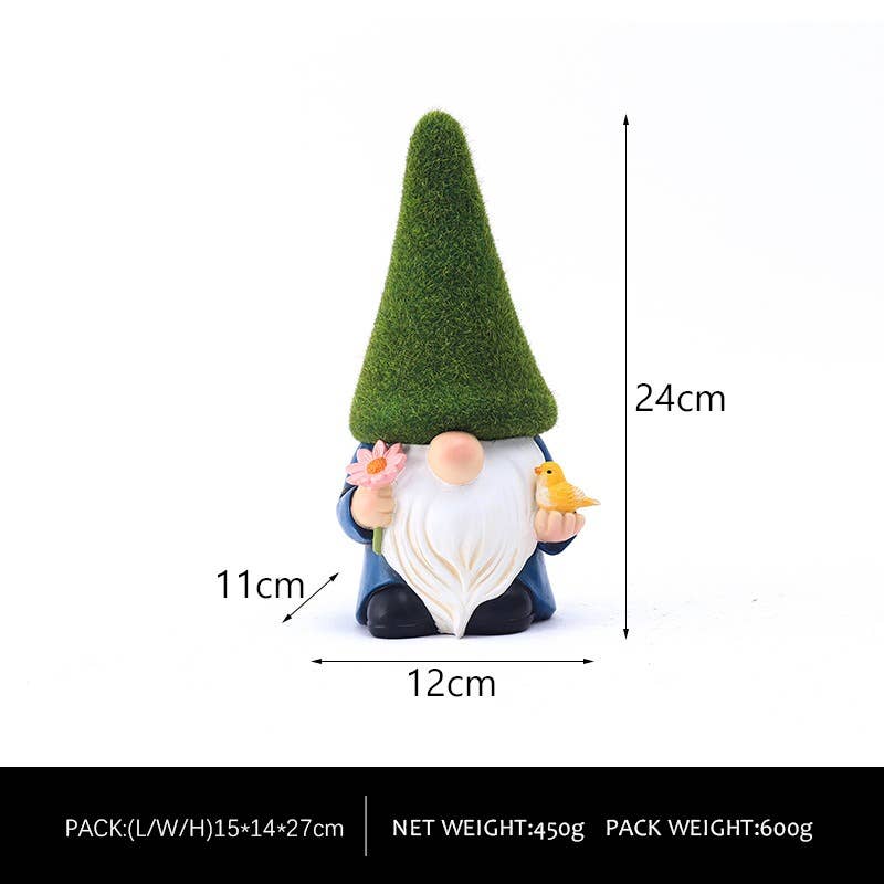 Liffy - Wholesale Garden Gnome - Moss Hat Garden Gnome Resin Figurines Cute Yard Decor0