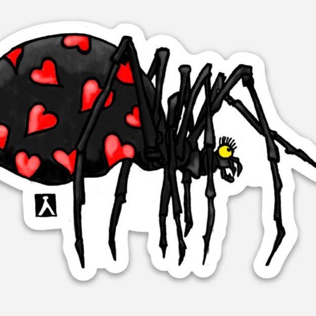 Bellavance Ink - Wholesale Sticker - Black Widow Spider Valentine Pen & Ink Drawing