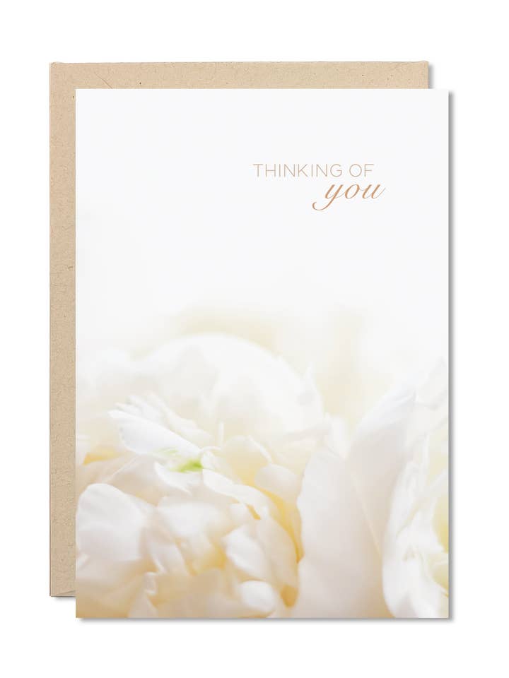 Carte Thinking of You - « Thinking of You » | White Peonies pour la vente par Ocean Sky Lab