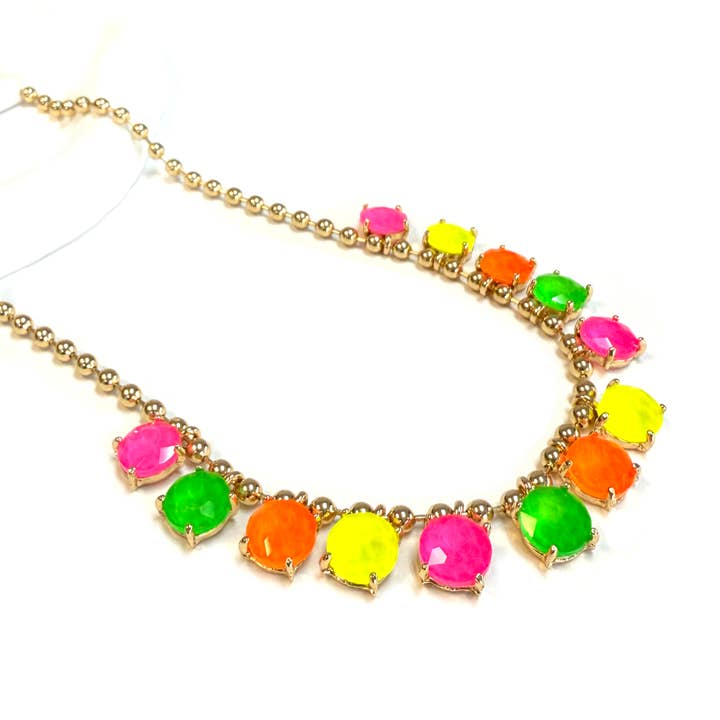 StarryNYC - Wholesale Beaded/pearl necklace - Crystal Glass Bead Dangle Station Ball Beaded Chain Necklace25