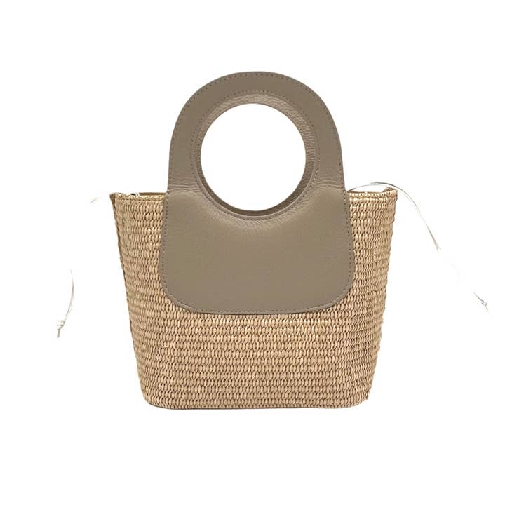 Suie Valentini srl - Wholesale Beach Bag - Summer collection, raffia and genuine leather handbag, Made in Italy, art. 1125941