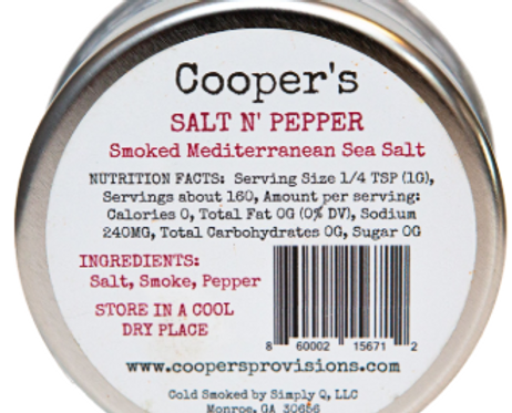 Cooper's Provisions - Wholesale Salt - "Salt N' Pepper" Smoked Mediterranean Sea Salt1