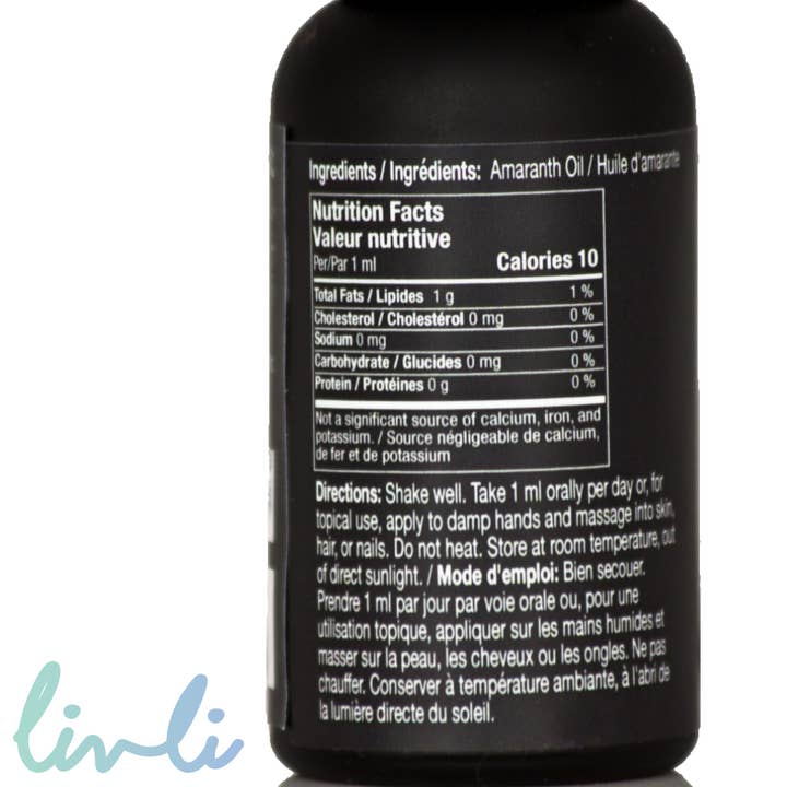 Livli - Wholesale Bath/Body Oil - Cold-Pressed Amaranth Oil, Food Grade, 30 ml Dropper Bottle