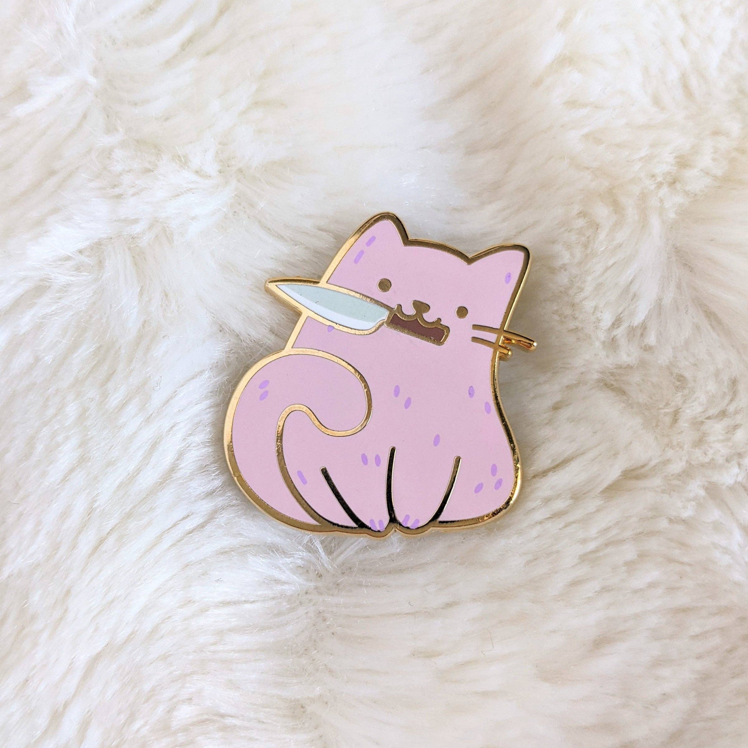 Arcasian - Wholesale Lapel Pin/Button - Nini the Knife Cat Enamel Pin4