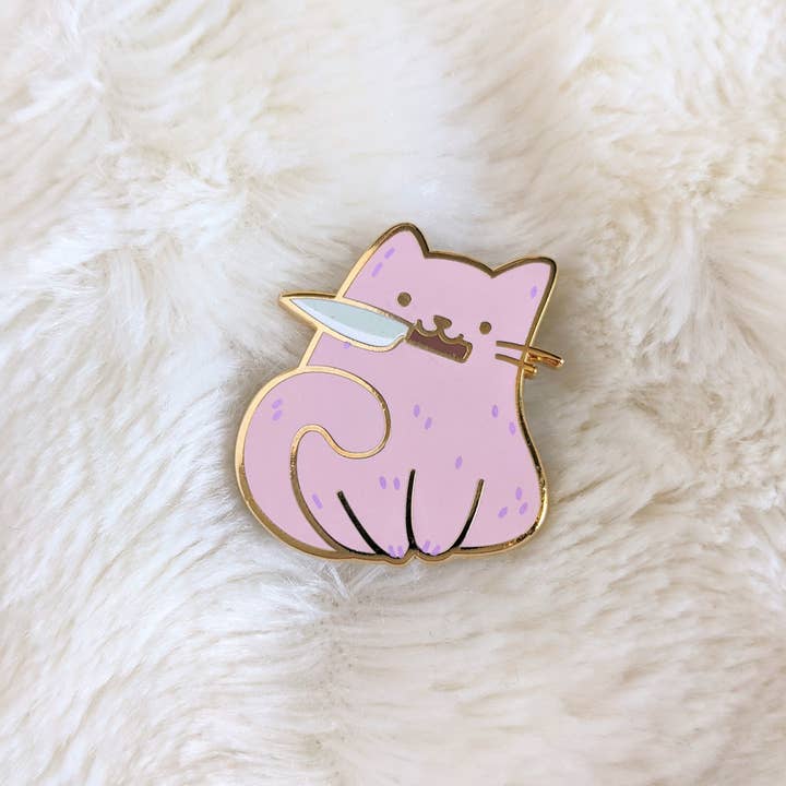 Arcasian - Wholesale Lapel Pin/Button - Nini the Knife Cat Enamel Pin4