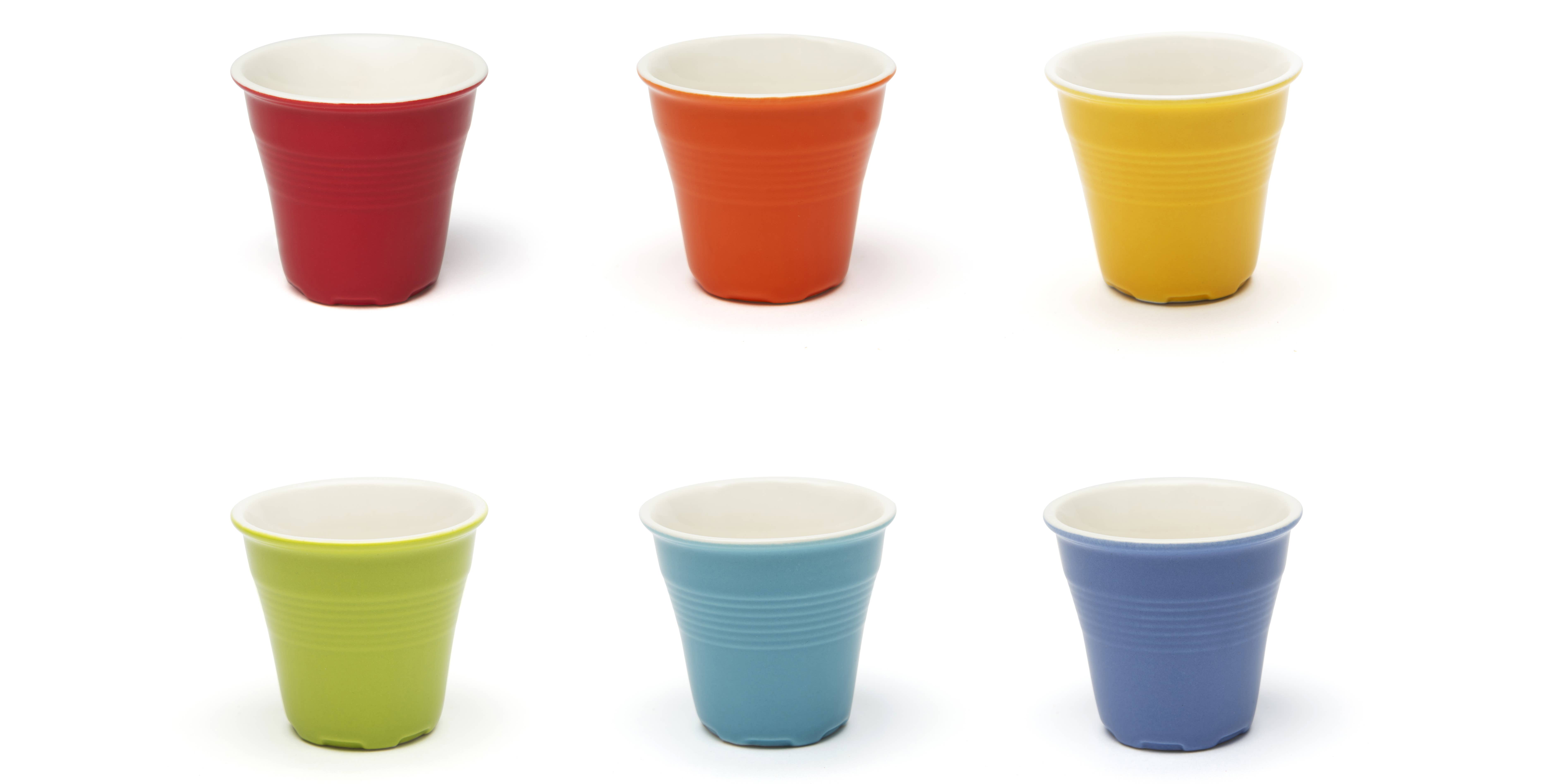 multicolour Set of 6 Colored Coffee Cups with Tray for wholesale on Faire2
