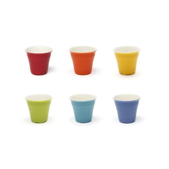 multicolour Set of 6 Colored Coffee Cups with Tray for wholesale on Faire2