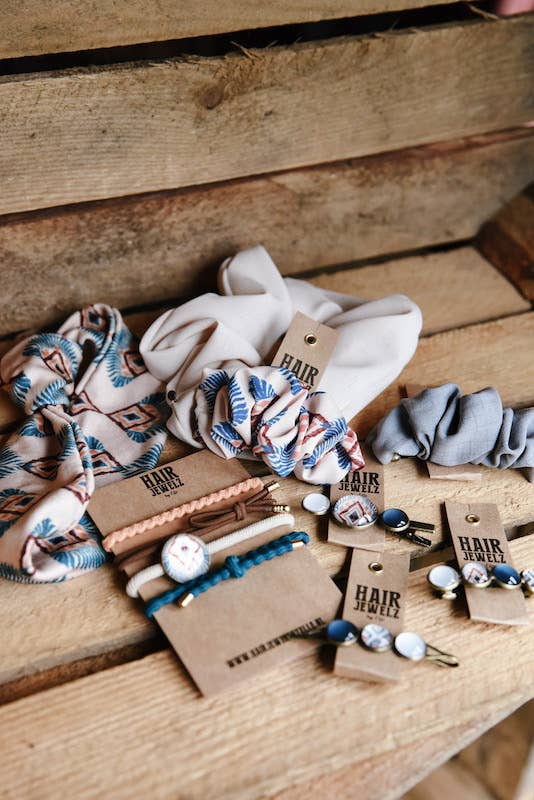 Hairjewelz by Elle - Wholesale Scrunchie - Dames - Scrunchie Original "Etnic Peacock" - Bamboo cotton3