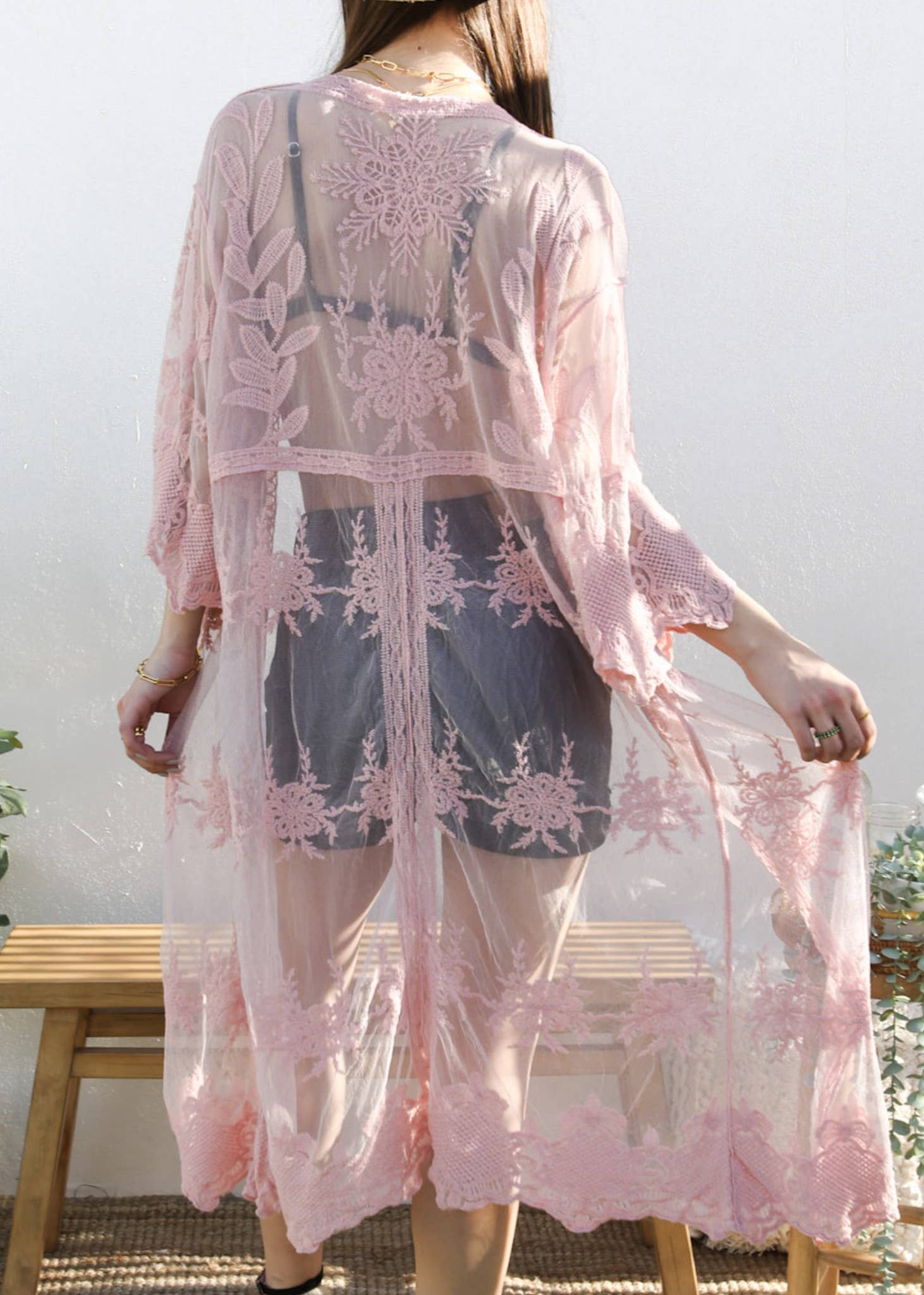 Anna Kaci Wholesale - Wholesale Kimono - Women's - Long Floral Lace Embroidered Kimono9