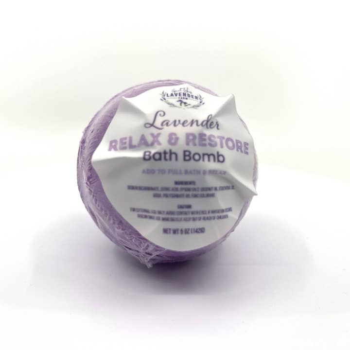 Lavender Relax & Restore Bath Bomb - 5 oz - Great Lakes Lave for wholesale by Great Lakes Lavender Farm