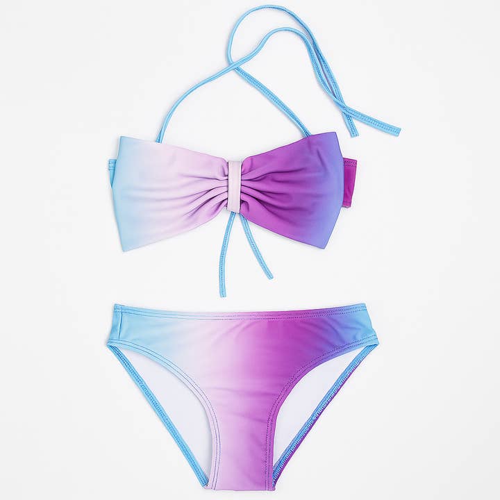 Purple and Blue Ombre 2-Piece Girl Swimwear Set for wholesale by Fennco Styles